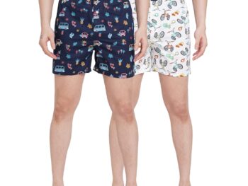 Urban Scottish Ultra-Comfortable Men's Boxer Pants (Pack of 2), 100% Cotton with Stylish Print, Soft & Stretchy Elastic Waist Band, Dynamic Movement & Hardwearing Stitching,Breathable Gentle Snug Fit