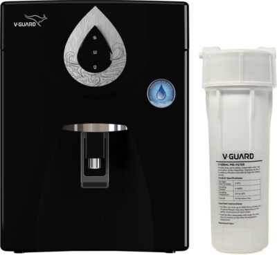 V-Guard Zenora RO UF Water Purifier | TDS up to 2000 ppm | 7 Stage Purification with World-class RO Membrane and Advanced UF Membrane | 7 Litre, Black