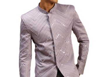 VASTRAMAY Mirror Work Embellished Viscose Jodhpuri Coat for Men – Stylish Ethnic Wear for Weddings & Special Occasions