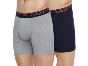 Van Heusen Men Boxer Briefs - 100% Combed Cotton - Pack of 2 - Anti Bacterial, Colour Fresh, Moisture Wicking
