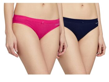 Van Heusen Women Cotton Anti Bacterial Bikini Panty - Pack of 2 - No Marks Waistband, Moisture Wicking, Moderate Coverage