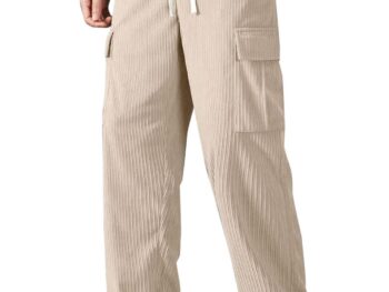 Vogaan Men's Cargo Pants | Corduroy Trousers for Men Loose Fit | Cargos for Men | Men Cargo Trouser