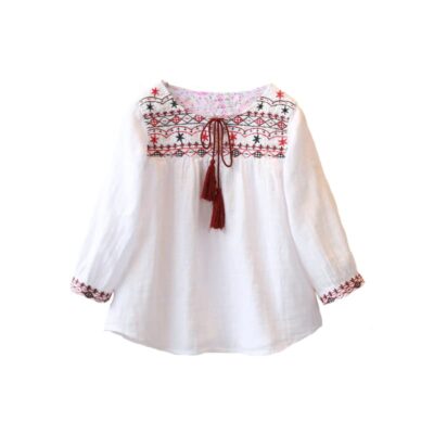 White Button New Summer Cotton Regular Fit Top for Girl's