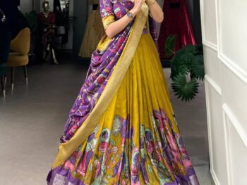 Women's Dola Silk With Kalamkari Print Lehenga Choli Seet
