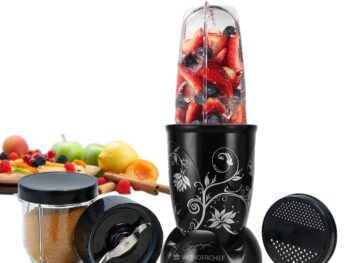 Wonderchef Nutri-blend Mixer, Grinder & Blender|Powerful 500W 22000 RPM 100% Full Copper Motor|Stainless steel Blades|2 unbreakable jars|2 Years warranty | Recipe book by Chef Sanjeev Kapoor | Black