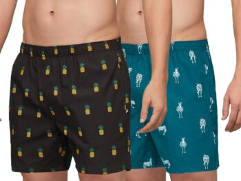 XYXX Men's 100% Cotton Regular Fit Printed Boxers with No Mark Waistband & Back Pocket (Pack of 2)