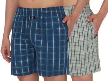 XYXX Men's Checkmate Super Combed Cotton Regular Fit Boxer Shorts with No Marks Waistband & Dual Side Pocket (Pack of 2)