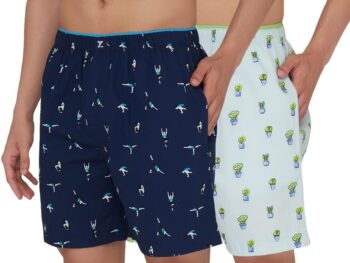 XYXX Men's Renew Super Combed Cotton Regular Fit Printed Boxer Shorts with No Marks Waistband & Dual Side Pocket (Pack of 2)