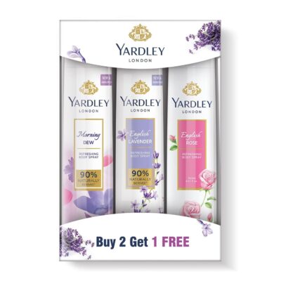 Yardley London Deo Tripack Women, Aerosol, 150Ml (Buy 2 Get 1)(Morning Dew+English Rose+English Lavender)