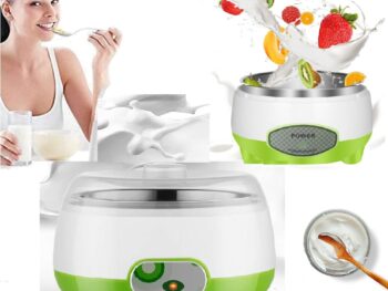 Yogurt Maker Machine, Stainless Steel Inner Container Electric Yogurt Maker, Yogurt Maker for Home Kitchen Plastic and Stainless Steel 1 Liter Atomatic Yogurt Maker Lid Kitchen Appliance