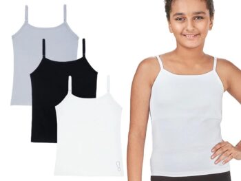 YouGotPlanB Inner Padded Black Camisoles/Slip for Girls | Regular Fit | Cotton Blend | Soft & Stretchy | Beginners/Teenager Camisole for Puberty | Pack of 3