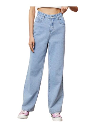 Zayla Denim Wide Leg Jeans for Women I Stylish & Trendy Flared Straight Baggy Pants I Stretchable Comfortable High Waist Clean Look Solid Loose Fit Pant I for Office Party Home Girls