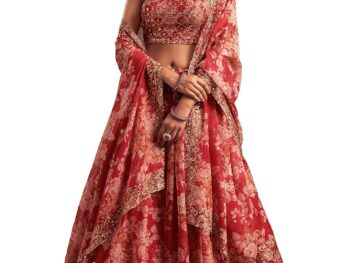 Zeel Clothing Women's Organza Floral White Semi-Stitched Lehenga Choli (7611-Wedding-Floral-Lehenga-Latest, White)