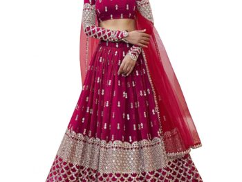 Zeel Clothing Women's Sequins Zari Embroidered Georgette Semi-stitched Lehenga Choli With Dupatta (300-Wedding-Bridal--New-Stylish; Free Size)