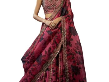 Zeel Clothing Women's Sequins Zari Embroidered Organza Designer Lehenga Choli With Dupatta (7072-Pink-Womens, Free Size, Pink, Semi stitched)