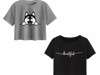 adibaba Girls Half Sleeve Printed Cotton Crop Top Pack of 1