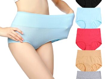 cauniss Womens High Waist Cotton Panties C Section Recovery Postpartum Soft Stretchy Full Coverage Underwear(5 Pack)