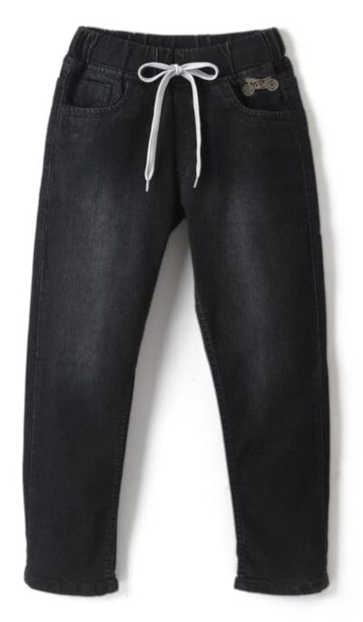 chopper club Boys Jeans Regular Fit Knitted Denims with Round Elastic and Drawstrings