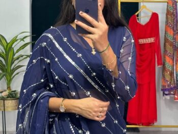 infabzon Ready To Wear Lehenga Saree For Women Bollywood Style Faux Georgatte Fabric On Fully Stitched With Embrodery Moti Work